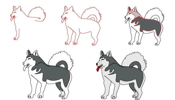 idées de chiens husky (9) dessin