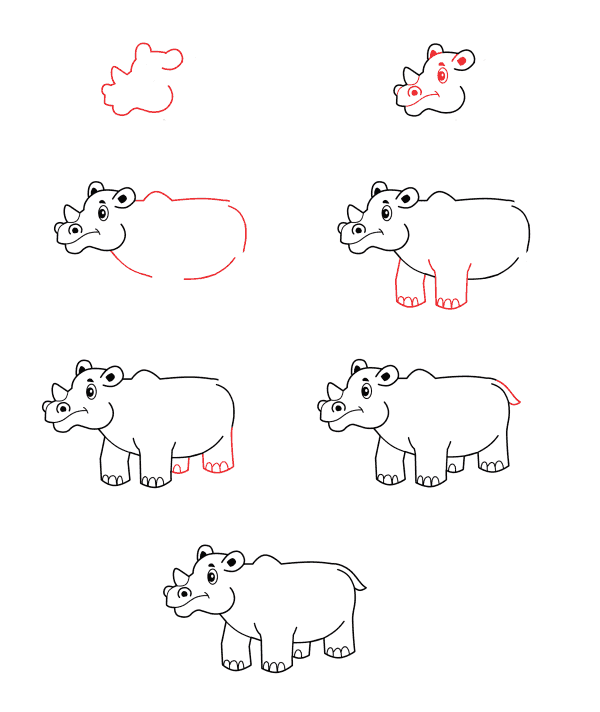 Dessin animé, rhinocéros dessin