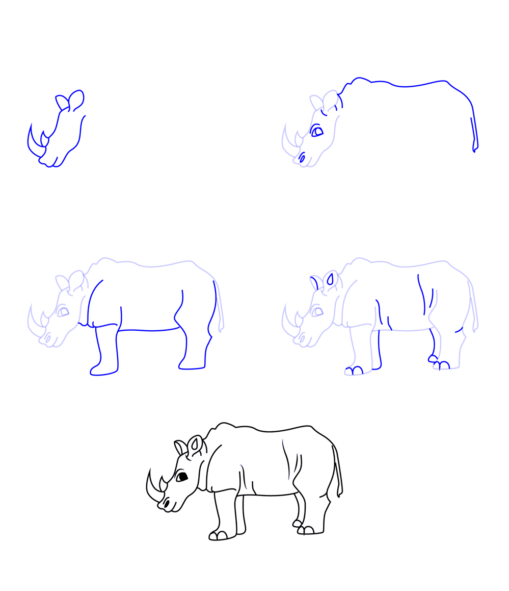 Dessine un rhinocéros simple dessin