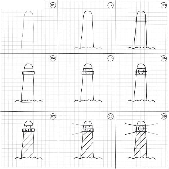 Idée de tour de phare (11) dessin