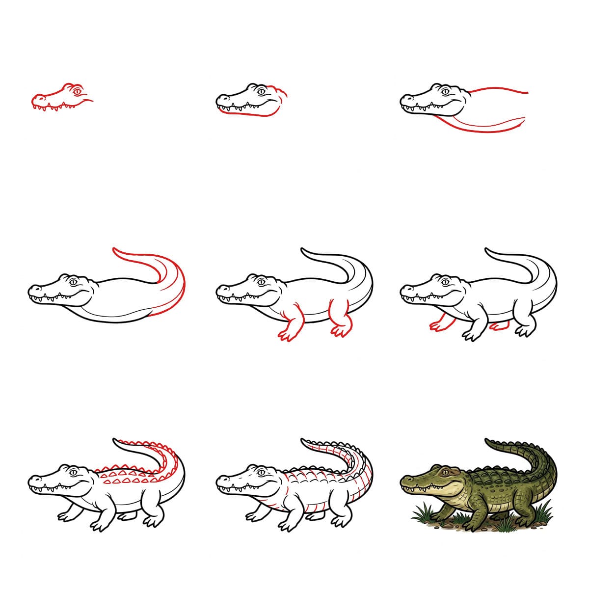 Crocodile de la jungle dessin