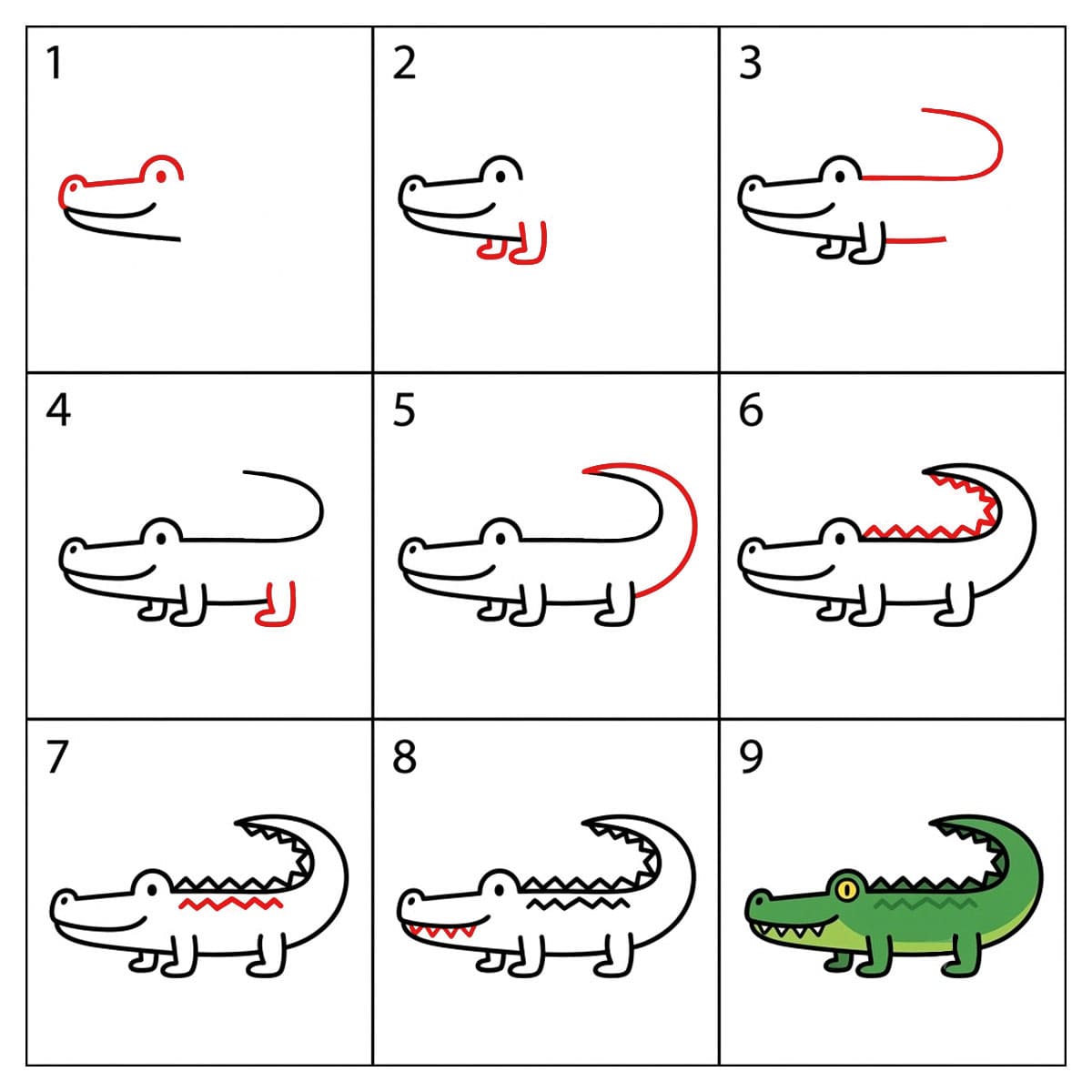 Crocodile debout dessin