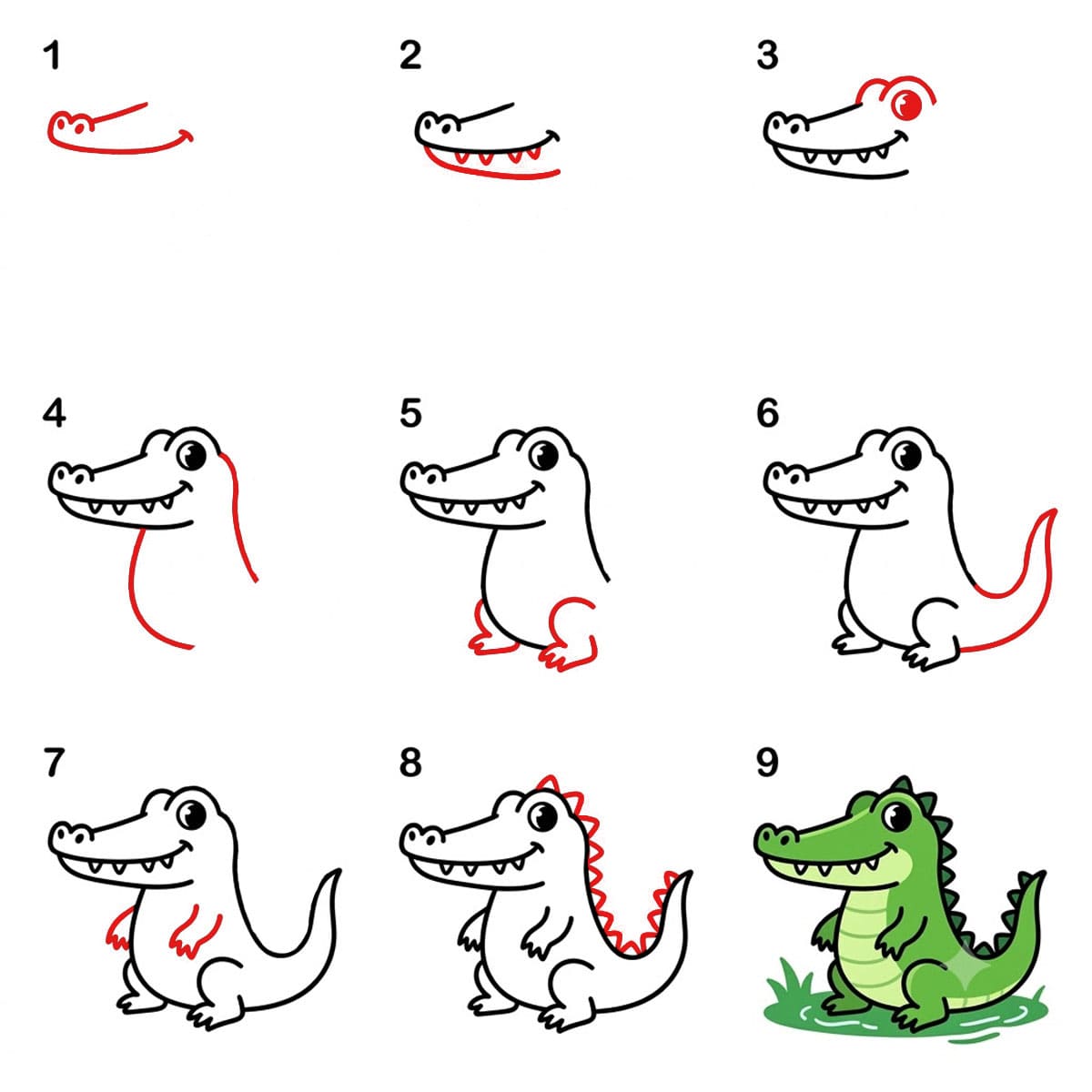 Crocodile souriant dessin