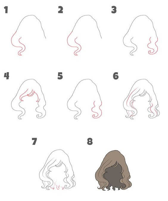 Idées cheveux bouclés (3) dessin