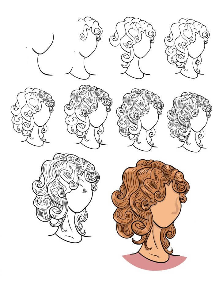 Idées cheveux bouclés (4) dessin