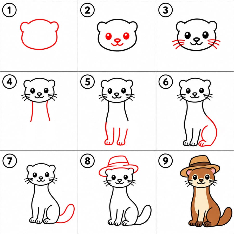 Belette portant un chapeau dessin