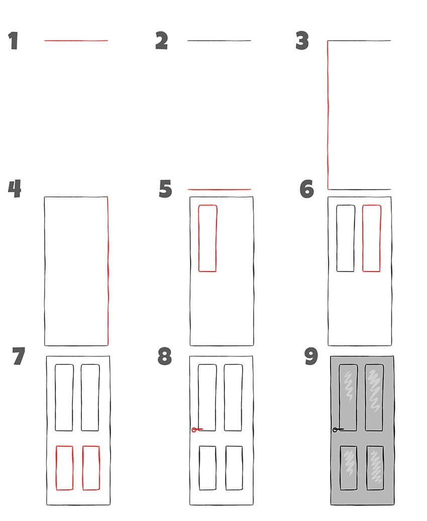 20+ Facile et Simple Idées de dessin Porte - Comment dessiner Porte