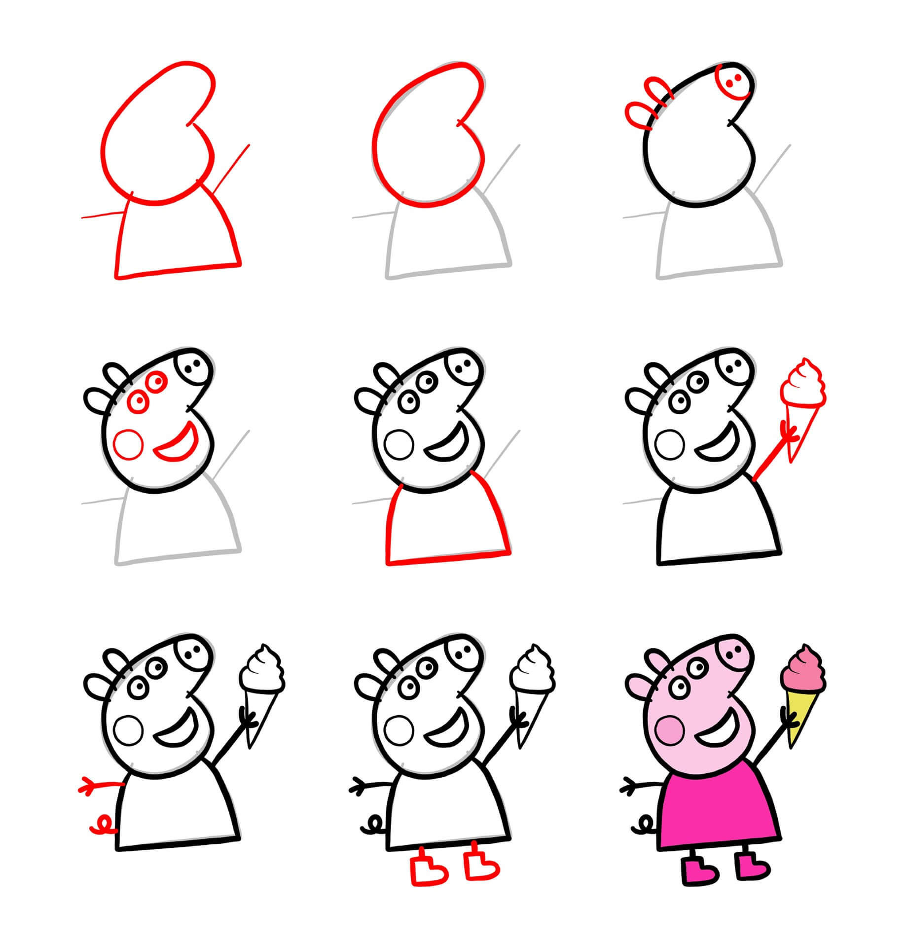 21+ Facile et mignon Idées de dessin Peppa Pig - Comment dessiner Peppa Pig