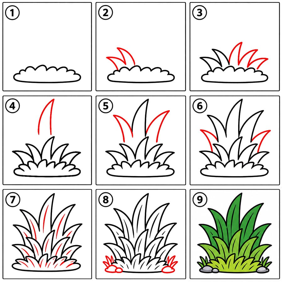 Mauvaises herbes à trois niveaux dessin