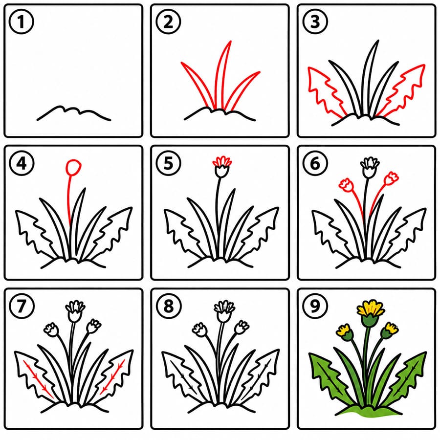 Mauvaises herbes faciles dessin