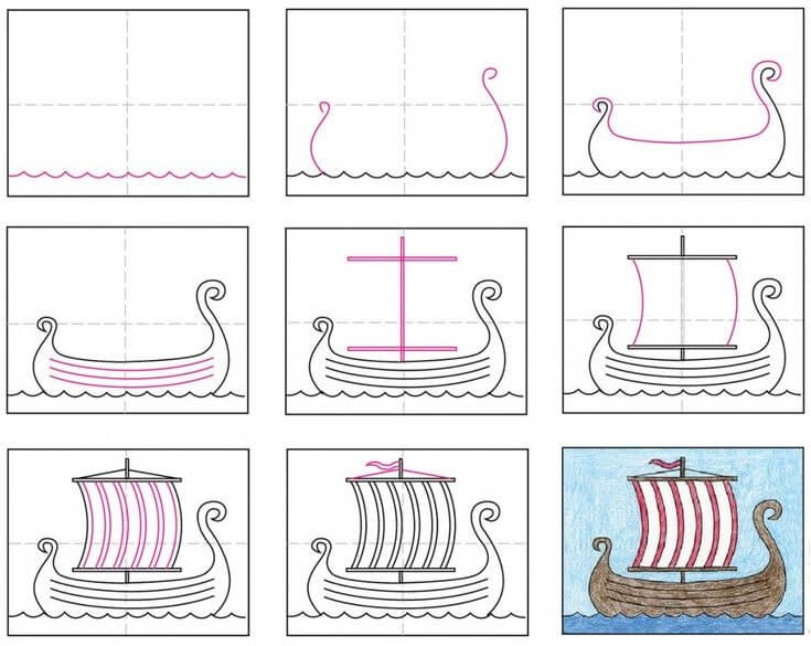 Navires vikings (3) dessin