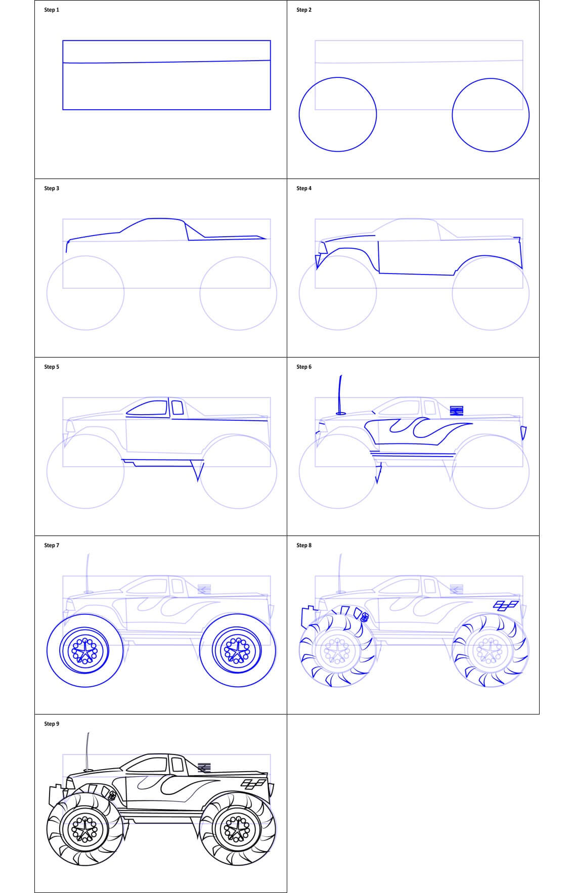 Camion monstre simple (2) dessin