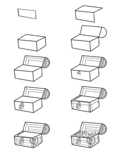 Coffre au trésor simple dessin