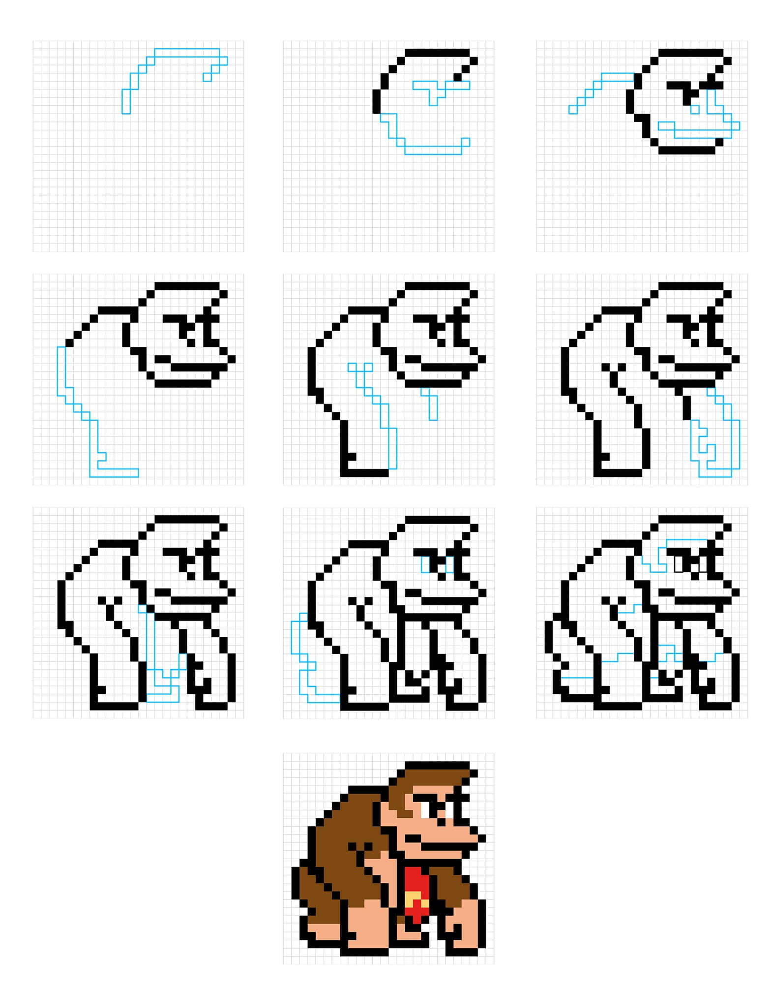 Dessin en pixels Donkey Kong dessin