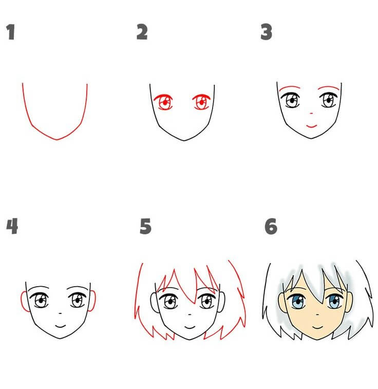 Idée de visage d'anime (10) dessin