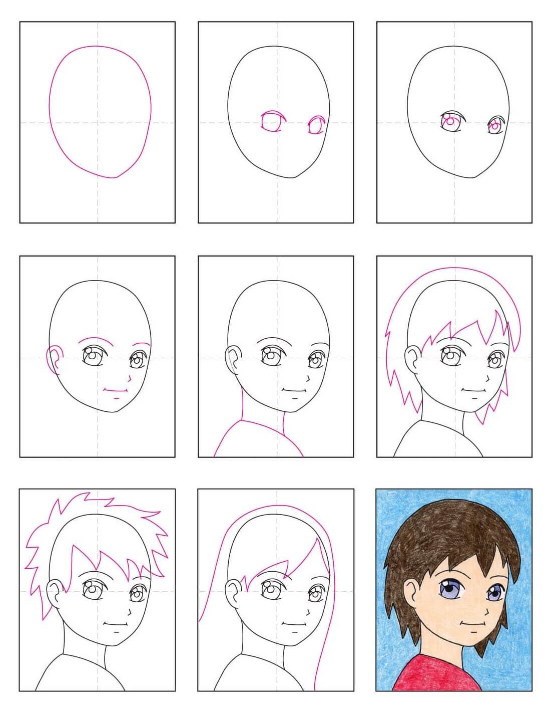 Idée de visage d'anime (4) dessin