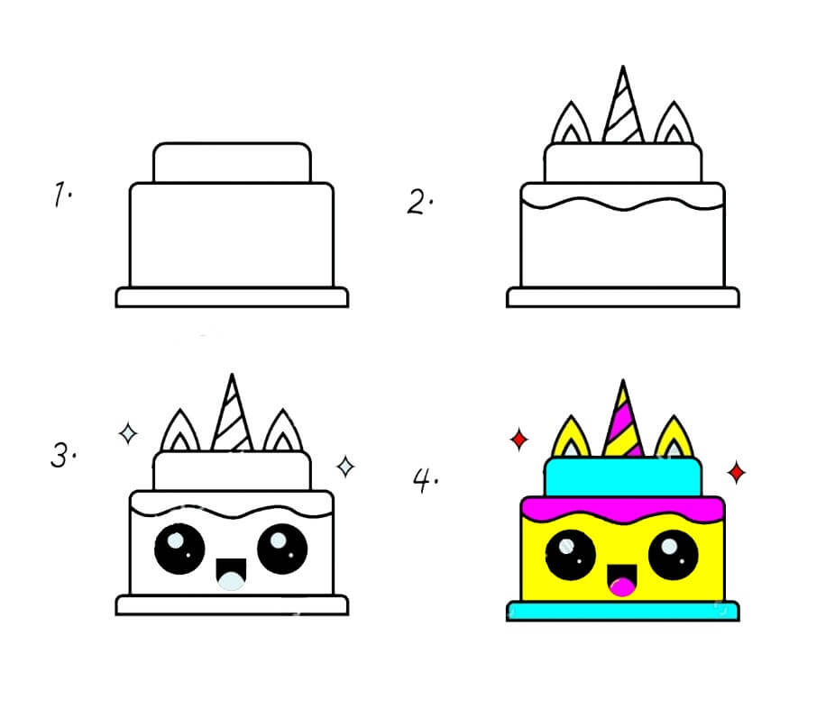 Idée gâteau de licorne (3) dessin