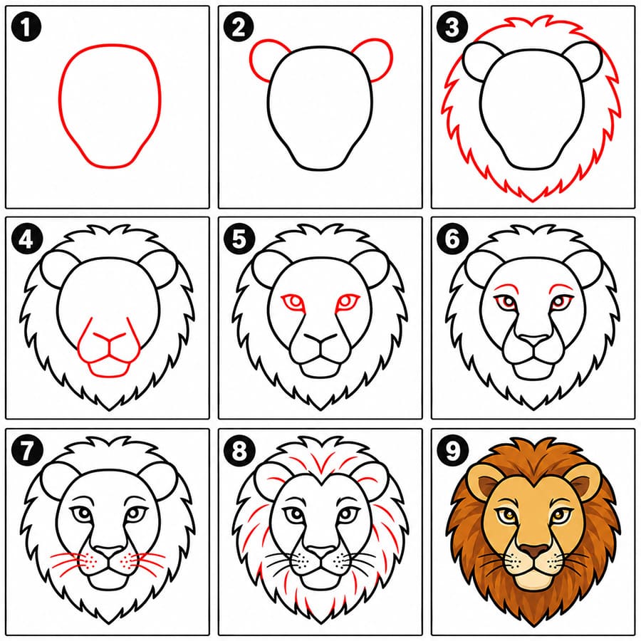 Beau visage de lion dessin