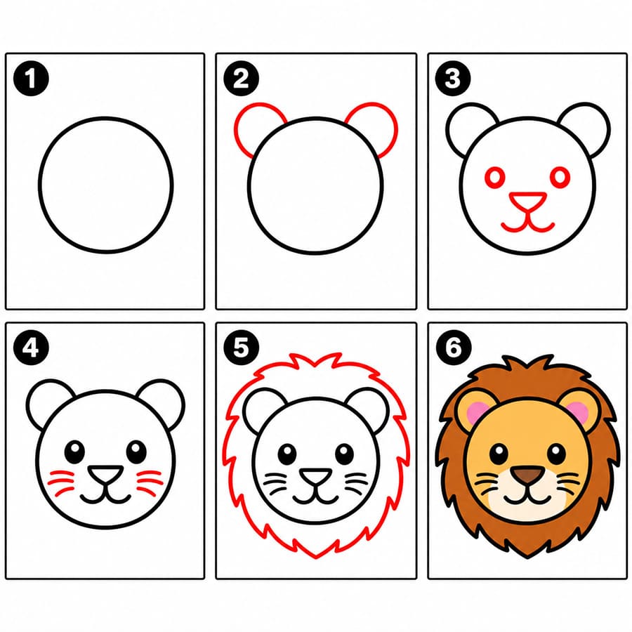 Image simple de visage de lion dessin