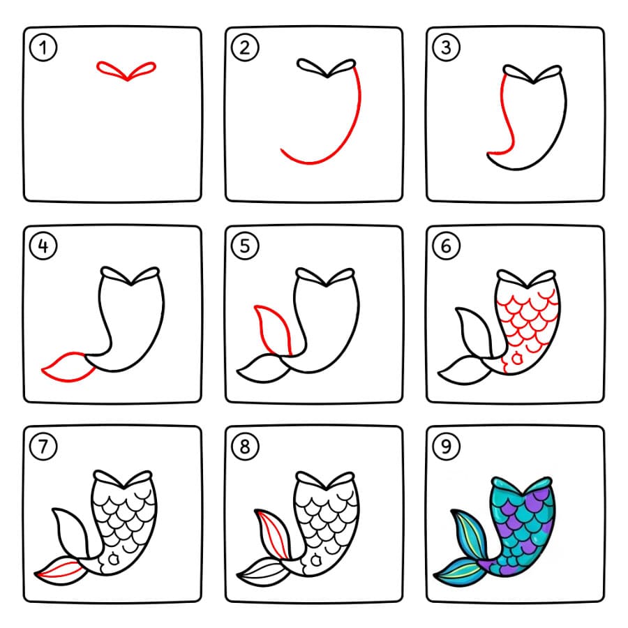 Imprimer une queue de sirène dessin