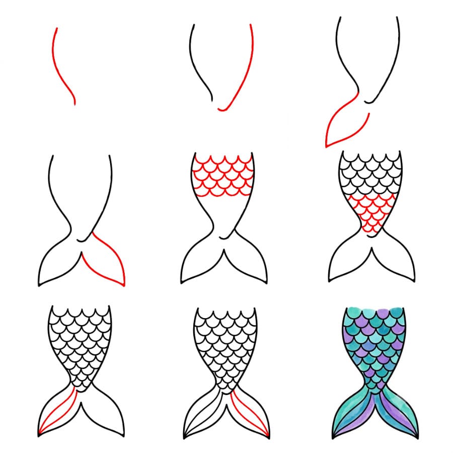Queue de sirène à imprimer dessin