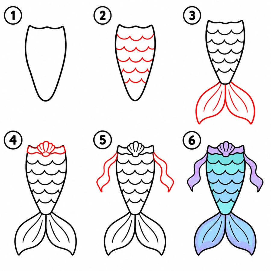 Queue de sirène aux tons doux dessin