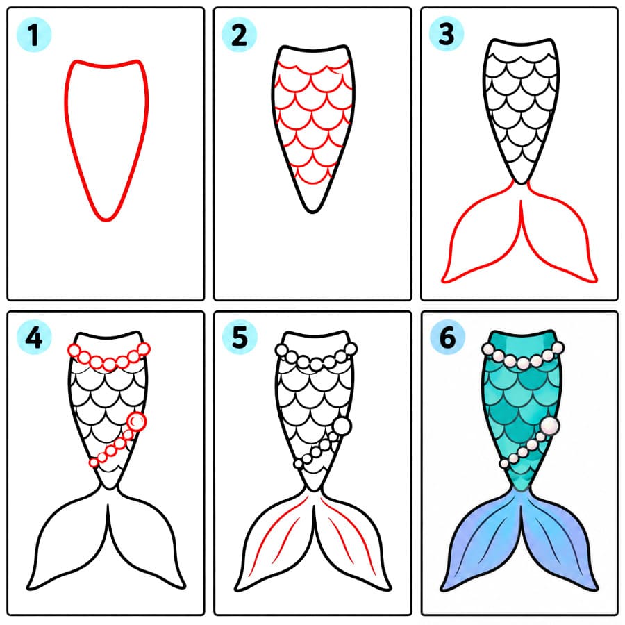 Queue de sirène avec des perles dessin