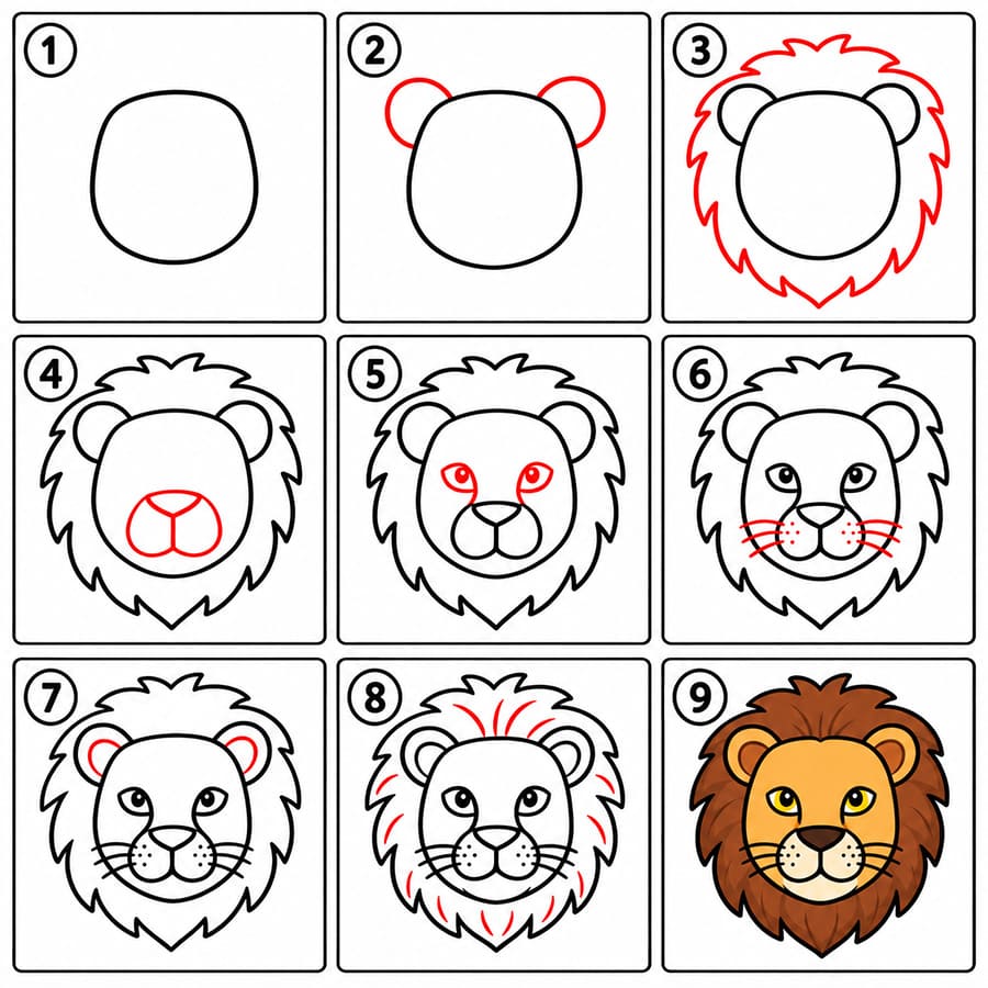 Visage de jeune lion dessin