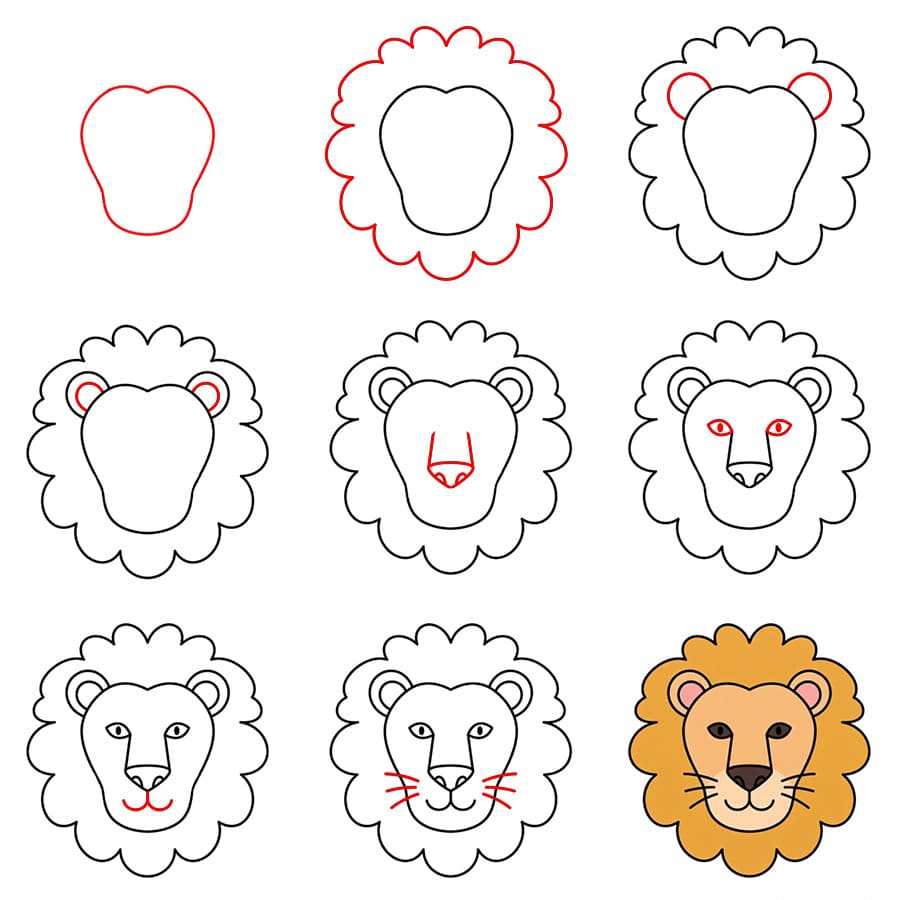 Visage de lion basique dessin