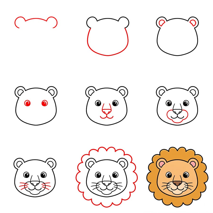 Visage de lionceau mignon dessin