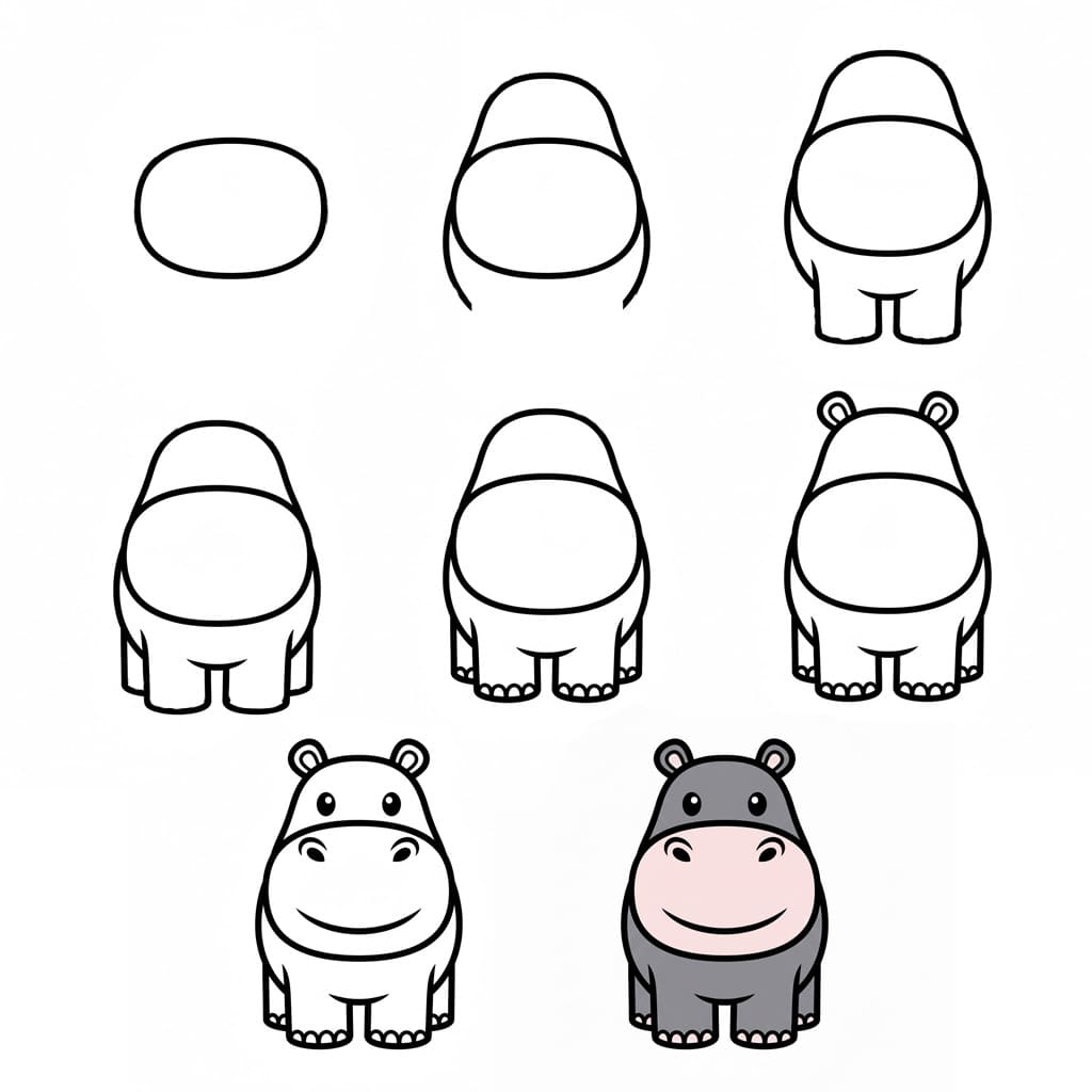 Bases de l'hippopotame dessin