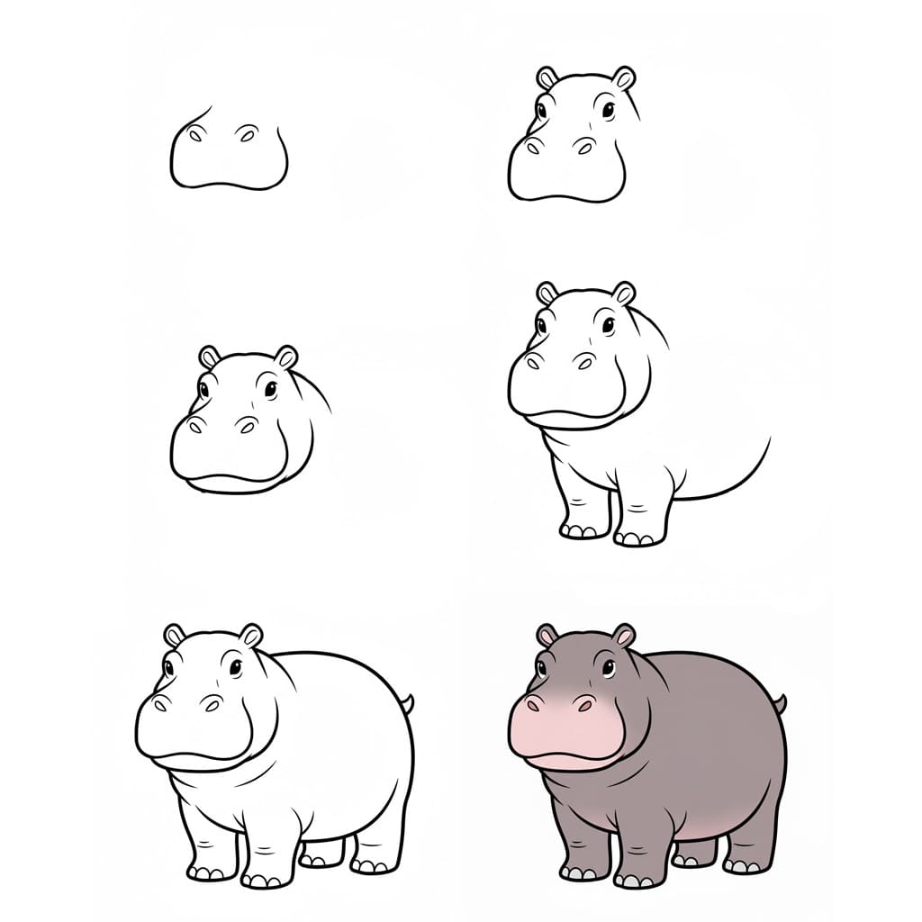 Bébé hippopotame dessin