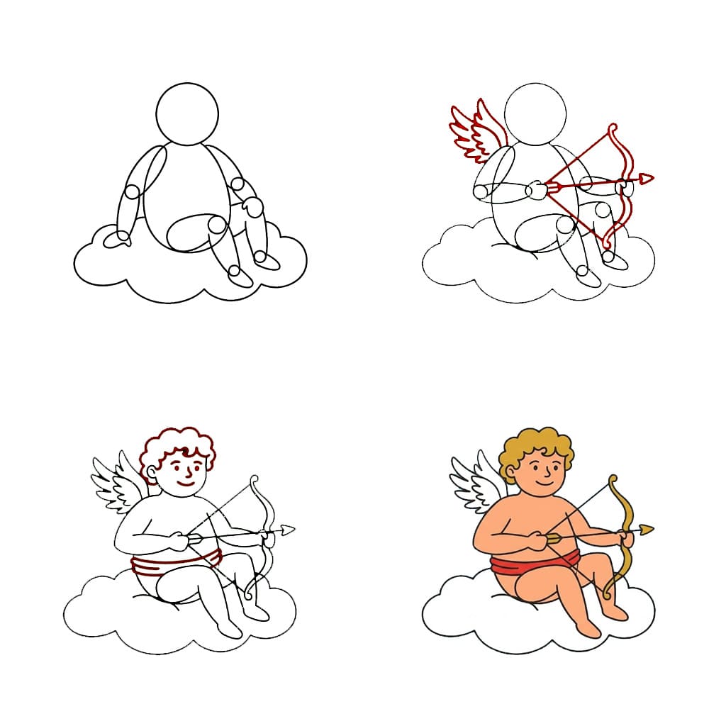 Cupidon dans les nuages dessin