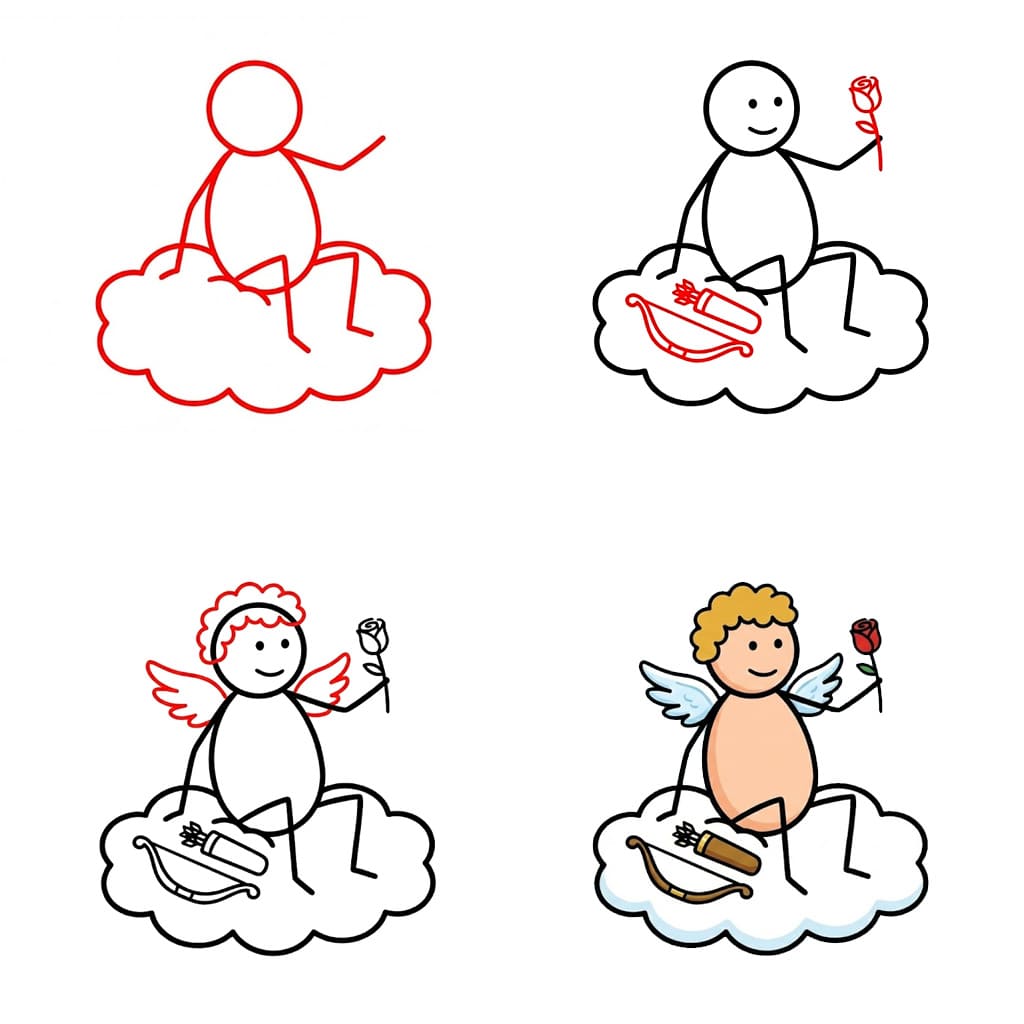 Cupidon heureux dessin