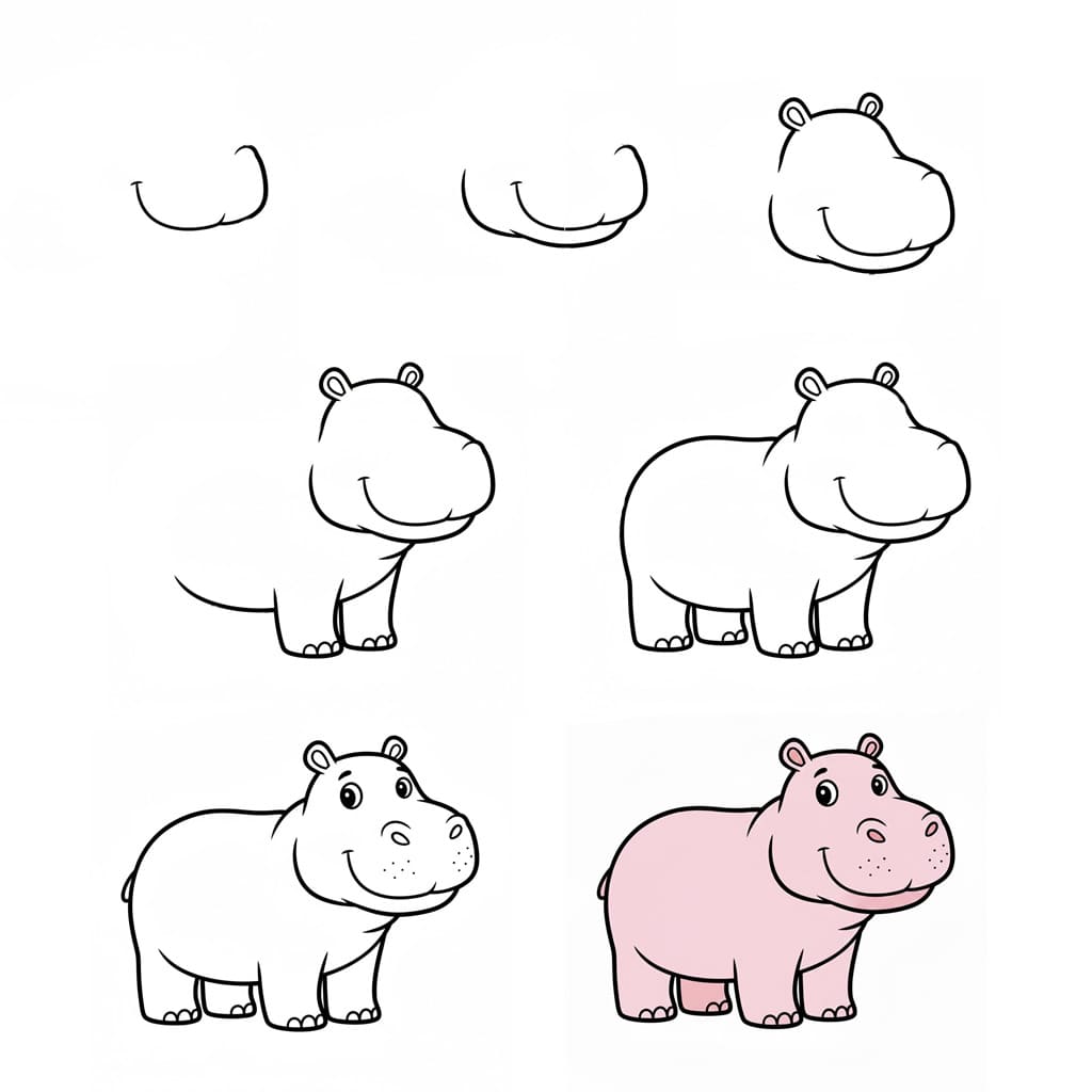 Fille hippopotame dessin