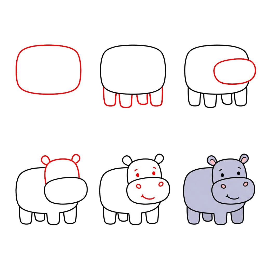 Formes d'hippopotame dessin