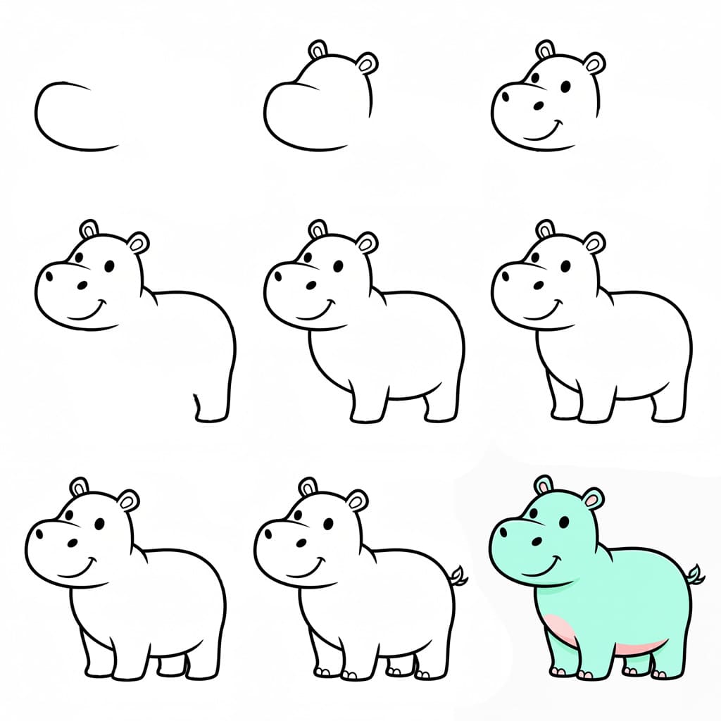 Gratuit Hippopotame dessin