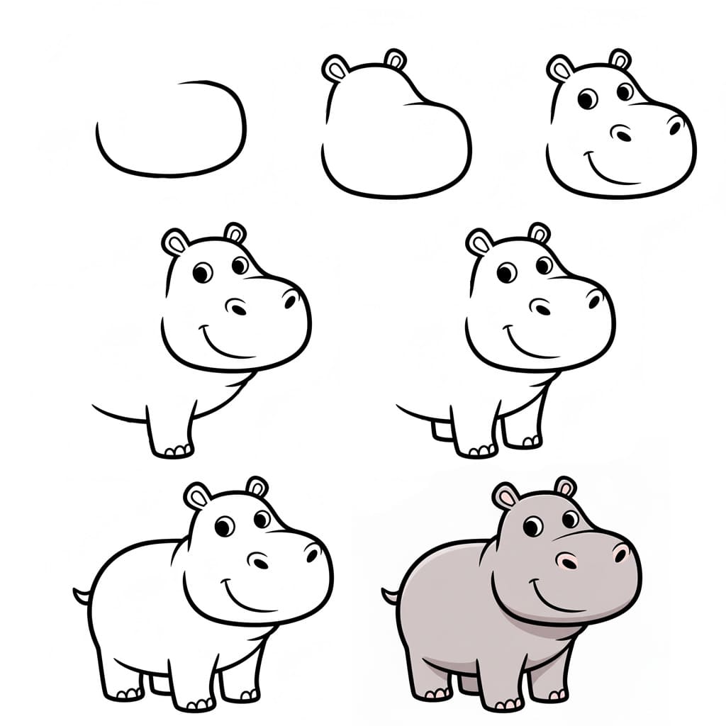 Hippopotame amic dessin