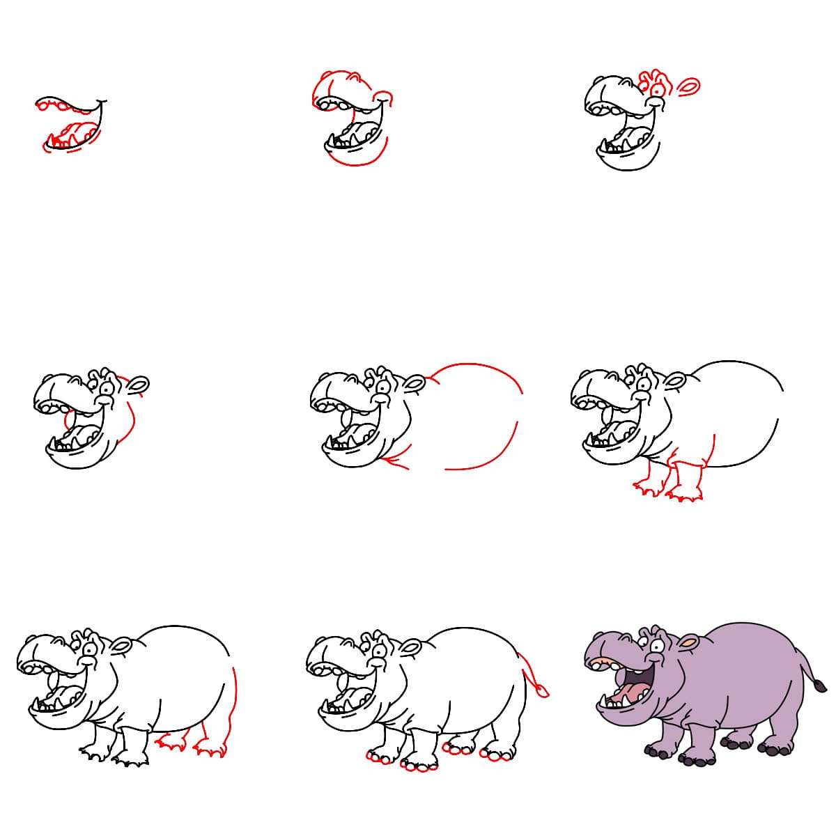 Hippopotame différent dessin