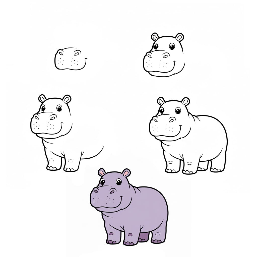 Hippopotame drôle dessin