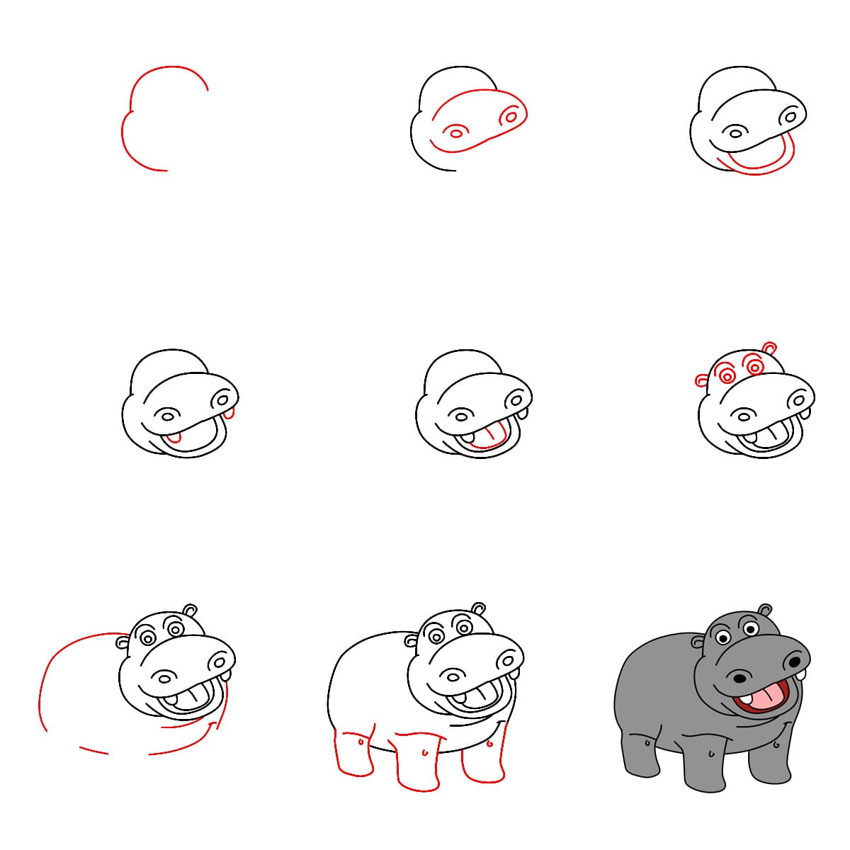 Hippopotame drôle gratuit dessin