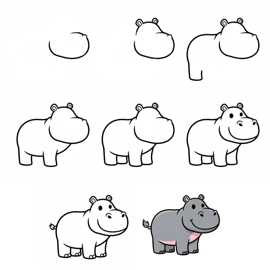 Hippopotame gratuit dessin