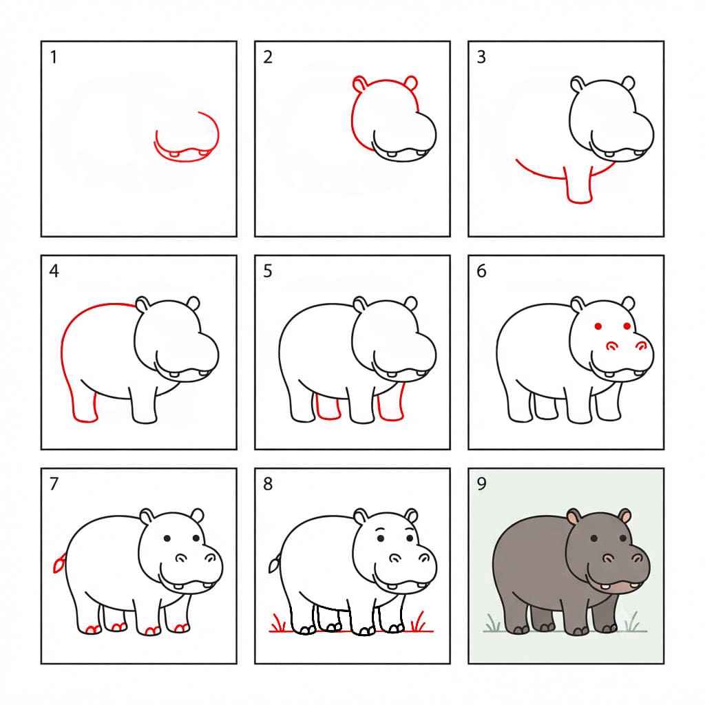Hippopotame gros dessin