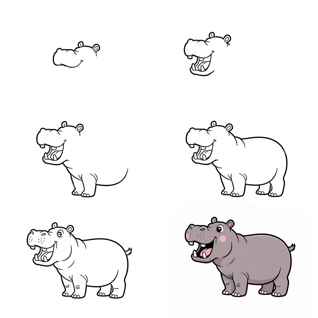 Hippopotame libre normal dessin