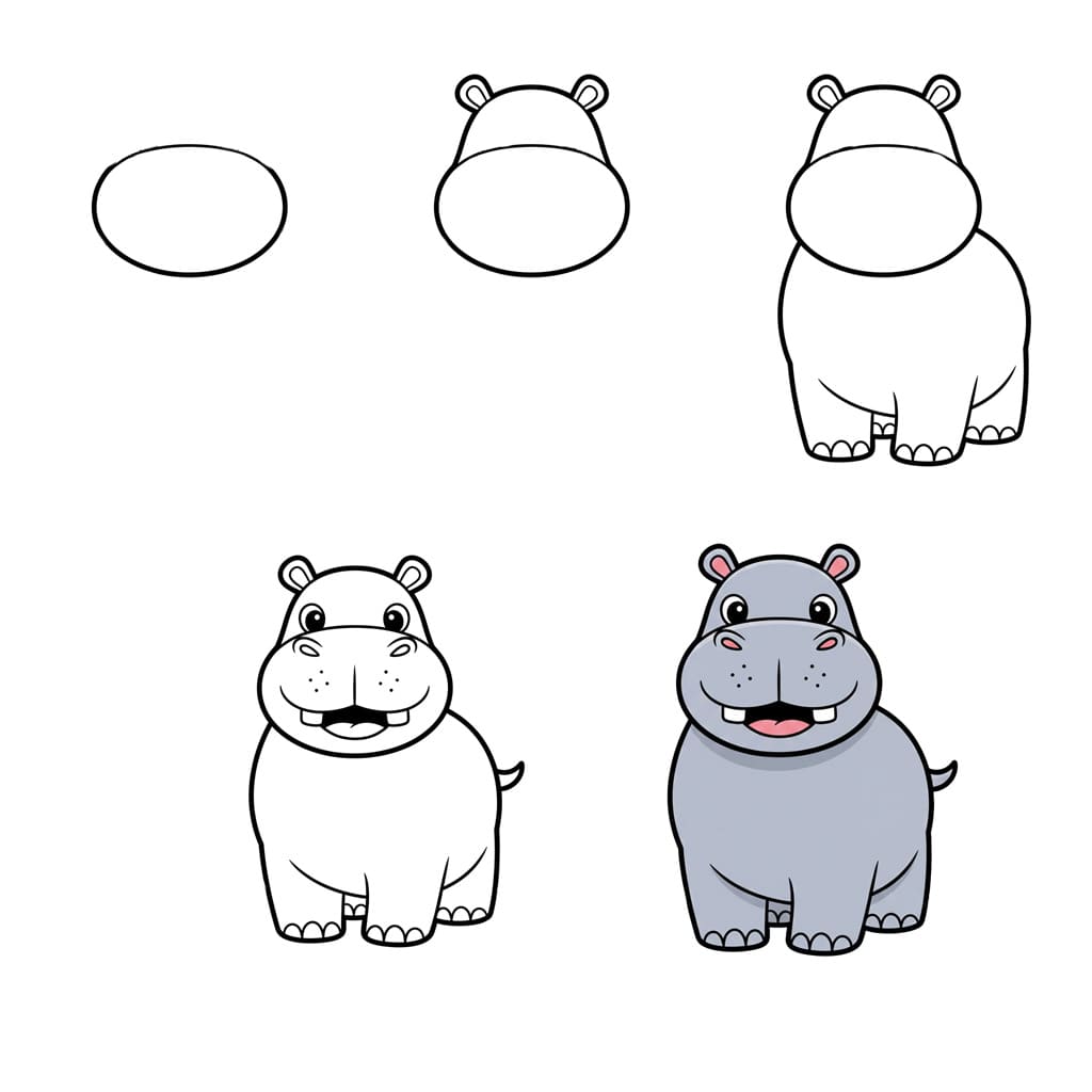 Hippopotame mignon dessin