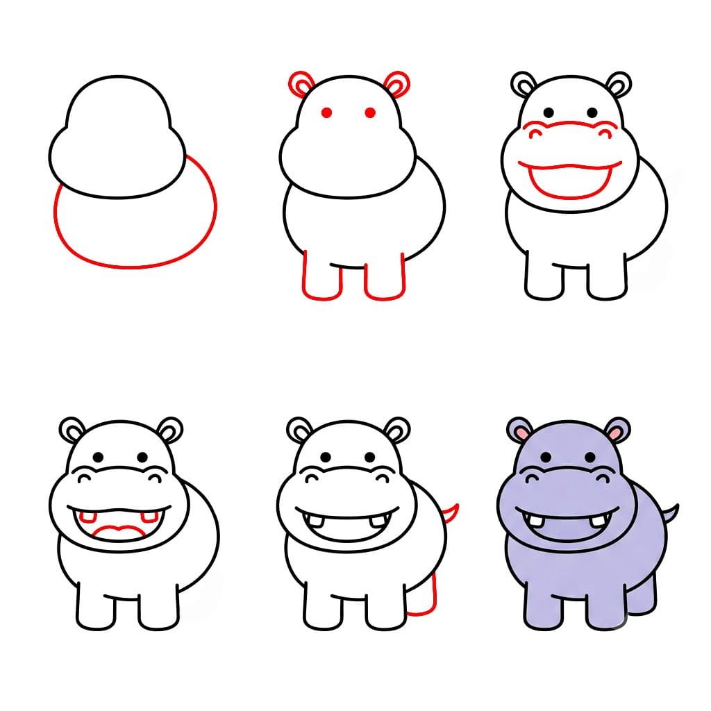 Hippopotame qui rit dessin