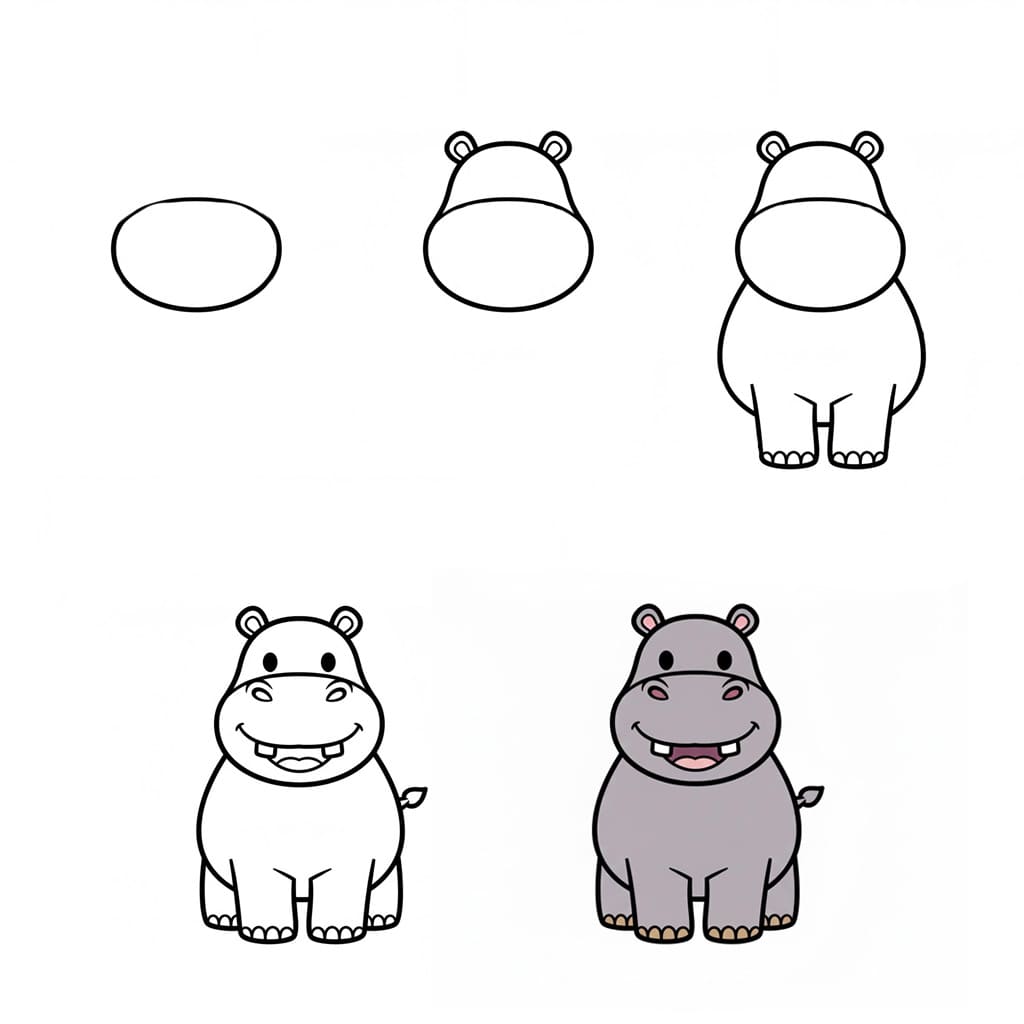 Hippopotame simple dessin
