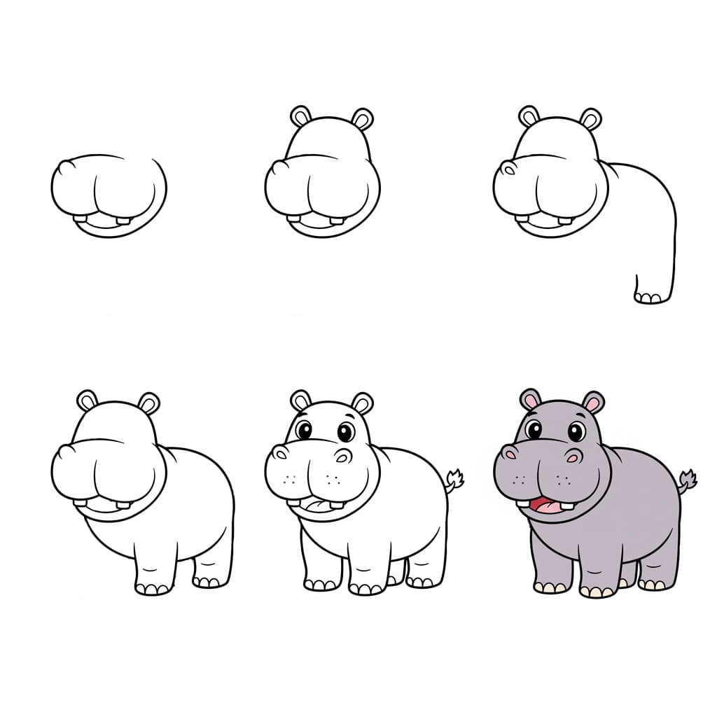 Hippopotame simplement dessin