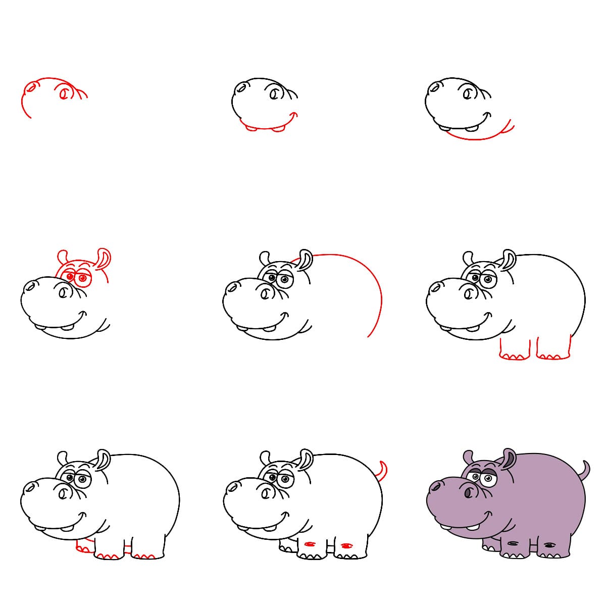 Hippopotame souriant dessin