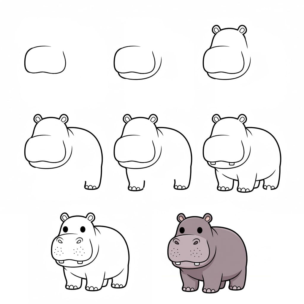 Hippopotame tout simplement adorable dessin